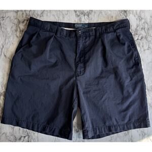 Vintage POLO by Ralph Lauren Tyler Short Two-pleat Chino Shorts 38 Blue Cotton